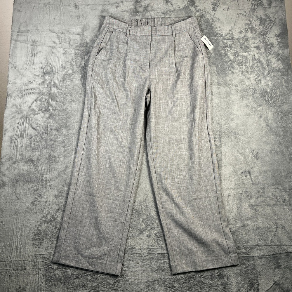 Old Navy Taylor Dress Pants Women L Gray Pleated Wide Leg Elastic Waist Business
